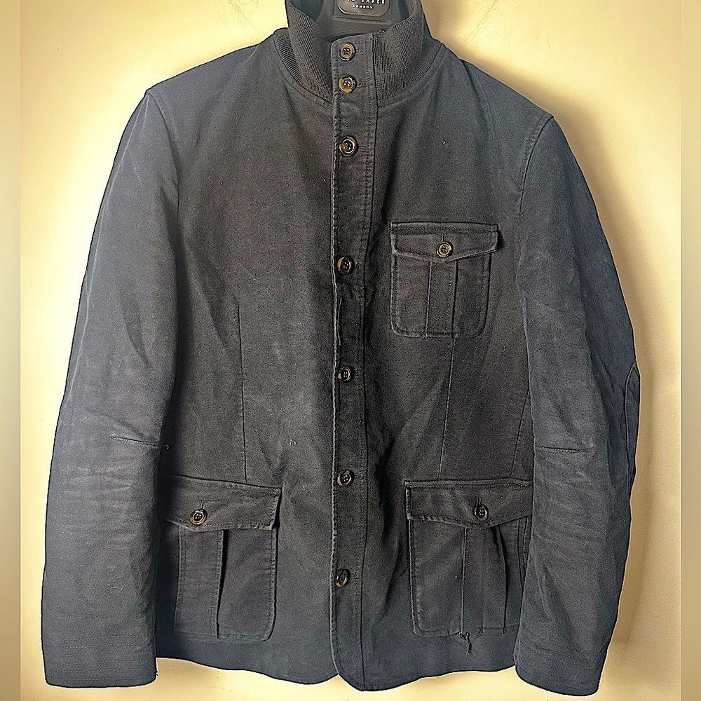 JOHN BARRITT Men’s Black Cotton Durable Italian Military Coat Size IT52/US Large